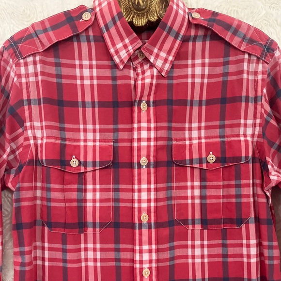 Polo Ralph Lauren Other - Polo Ralph Lauren Vintage Epaulets Cotton Plaid Check LS Prep Classic Shirt S